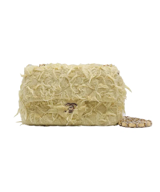 Chanel Mini Flap Bag Yellow Tweed C24041935 in Yellow Tweed from Luxury Promise