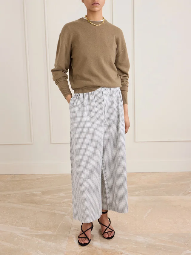 PROENZA SCHOULER WHITE LABEL Meadow checked cotton-poplin wide-leg pants in Grey, photo 2 of 2 from NET-A-PORTER (Canada)