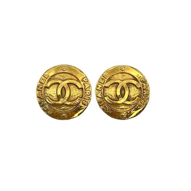 Chanel Vintage Earrings Cocomark Gold Accessory 28 in Gold from Luxury Promise