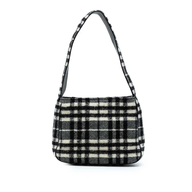 Burberry Vintage Check Wool Shoulder Bag in Black Wool from Designer Revival