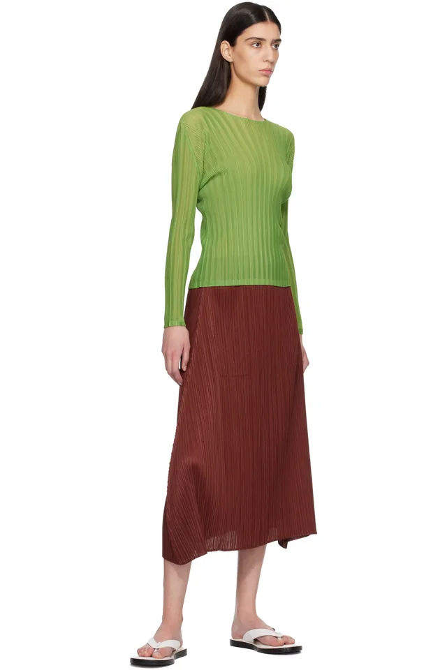 PLEATS PLEASE ISSEY MIYAKE Burgundy Monthly Colors October Maxi Skirt, photo 4 of 4 from SSENSE