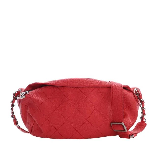 Red Chanel Quilted Caviar Zip and Carry Waist Bag in Red Caviar leather from Designer Revival