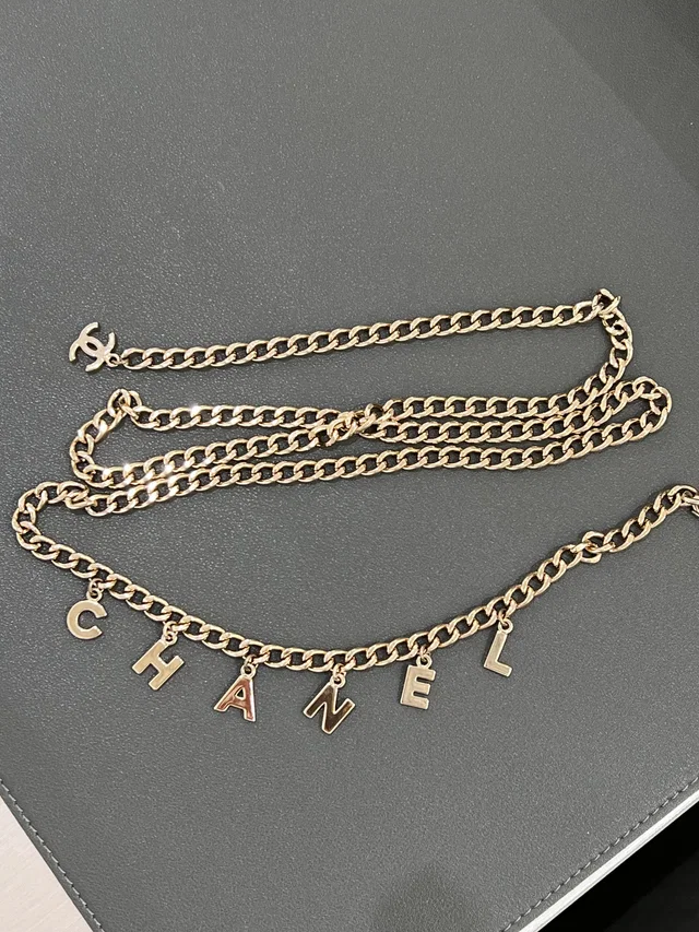 Chanel letters belt C H A N E L 07V 111cm LGHW Box in Leather from Luxury Promise