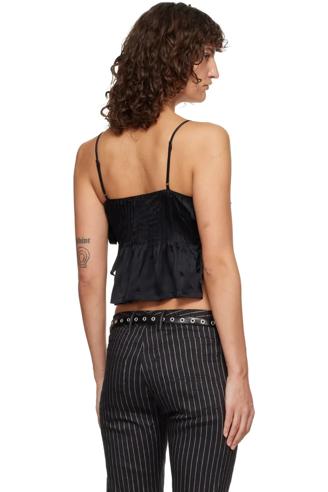 R13 Black Square Neck Tie Camisole, photo 3 of 4 from SSENSE