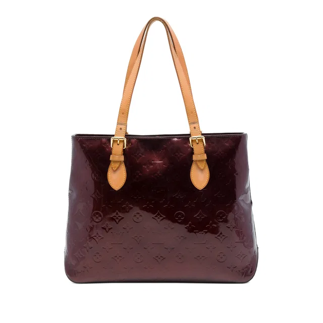 Purple Louis Vuitton Monogram Vernis Brentwood Tote Bag in Purple Leather from Designer Revival
