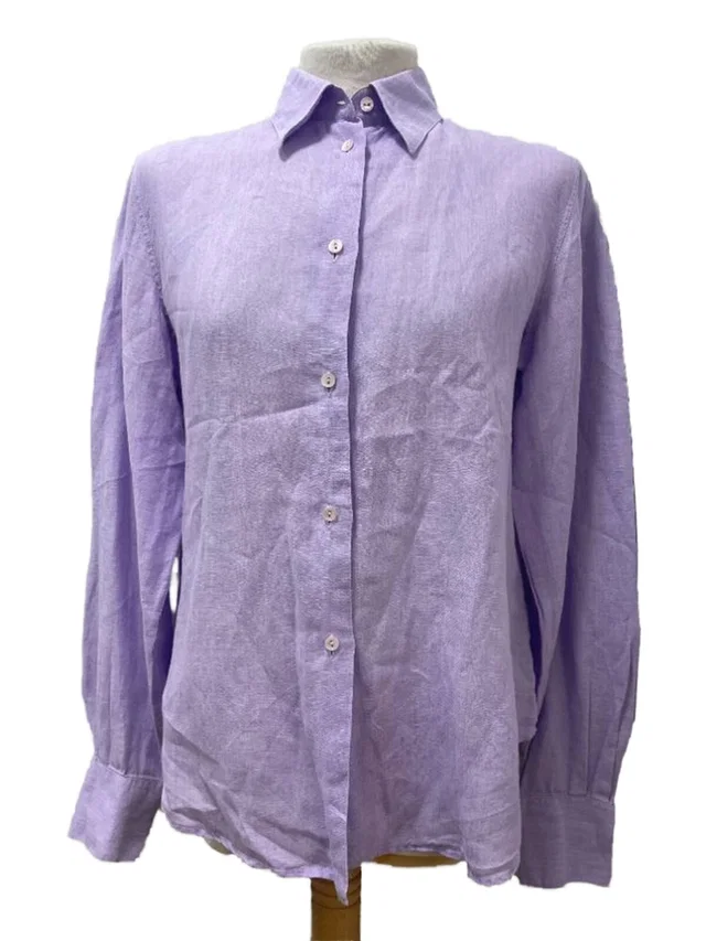 Loro Piana Long Sleeve Linen Shirt Mauve Size: M in Purple Linen from Oxfam Online Shop