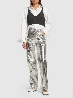 Rotate Glossy palazzo trousers in 100% Viscose, photo 2 of 5 from LUISAVIAROMA