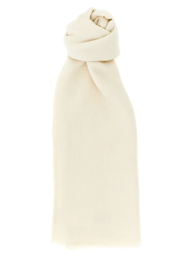 Max Mara Wool And Silk Jacquard Shawl — Cream Shawls in White Silk from HEWI
