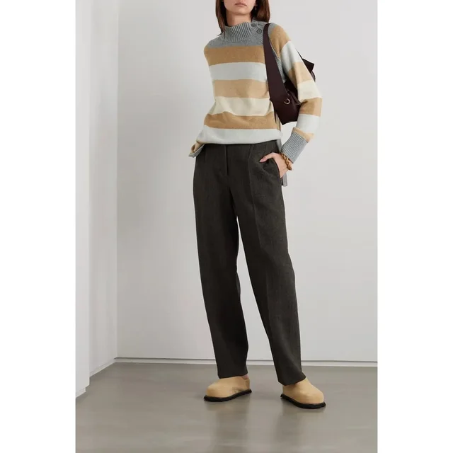 Loro Piana Wharton Striped Cashmere Sweater - Size S in Beige in white|neutral Cashmere from Grailed