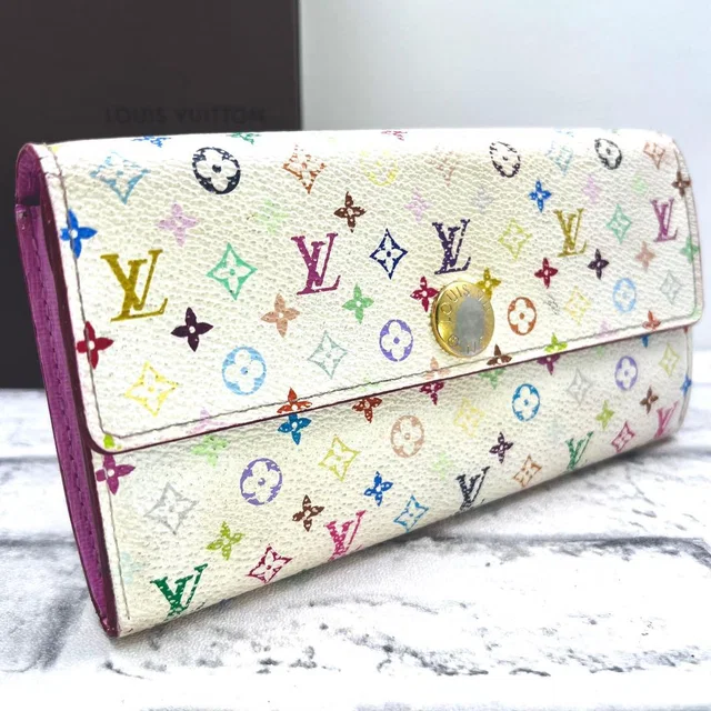 Louis Vuitton Multicolor Portefeuille Sarah White Pink Wallet in White from The Reluxe