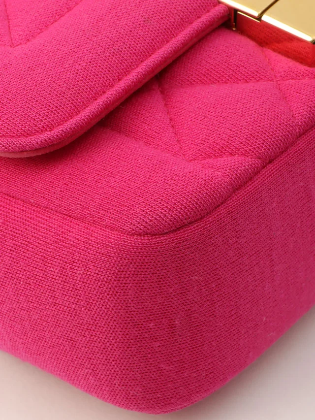 Chanel circa 2014 Matelassé Stitch Logo Plate Chain Shoulder Bag Pink in Pink from VINTAGE QOO TOKYO, photo 9 of 16