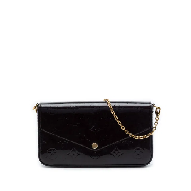 Purple Louis Vuitton Monogram Vernis Pochette Felicie Crossbody Bag in Purple Leather from Designer Revival