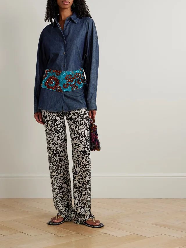DRIES VAN NOTEN Oversized denim shirt in Blue, photo 2 of 2 from NET-A-PORTER (Canada)