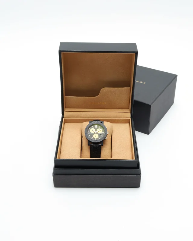 Bvlgari Carbon Gold Genève 38mm Ref BB38CLCH Full Set Watch in Gold Leather from A Retro Tale, photo 3 of 8