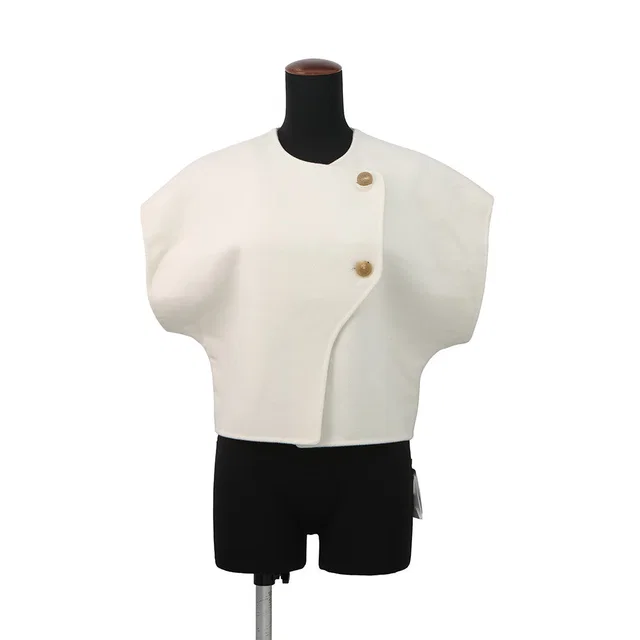 Hermès Short-sleeved bolero Size 34 Blanc Naturel Cashmere100% in White from GALLERY RARE