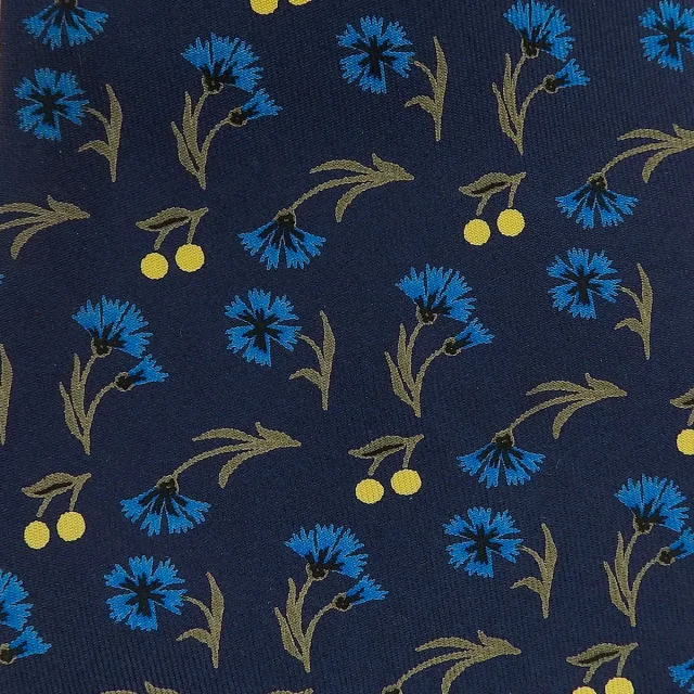 Hermès Flower pattern tie Navy/Yellow from VINTAGE QOO TOKYO, photo 3 of 5