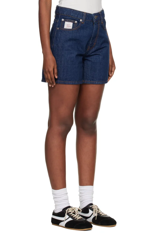 Blue Ami Paris Heritage Cotton Denim Shorts, photo 2 of 4 from SSENSE