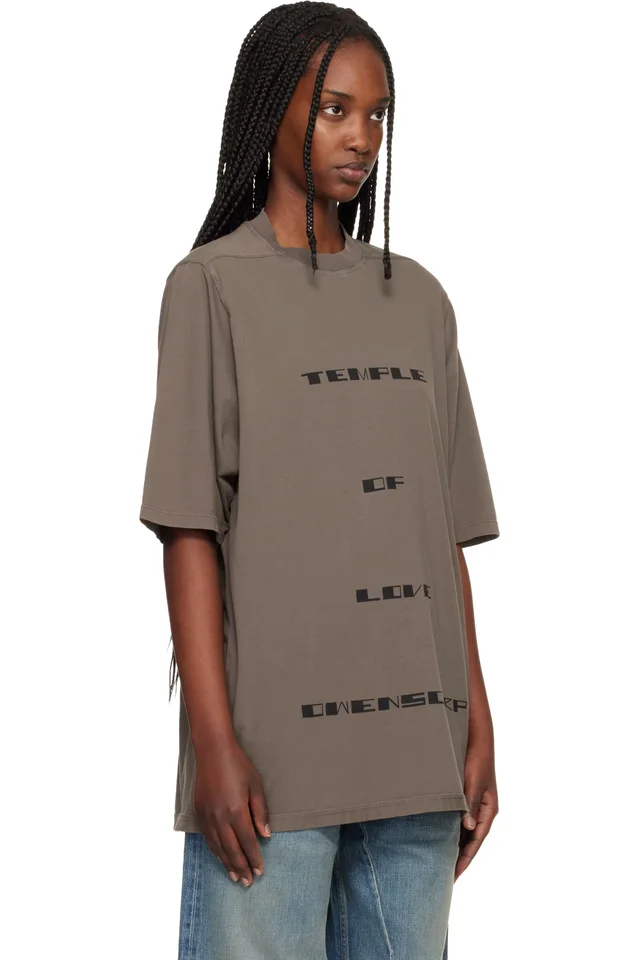 Rick Owens DRKSHDW Gray Temple Jumbo S/S T-shirt, photo 2 of 4 from SSENSE