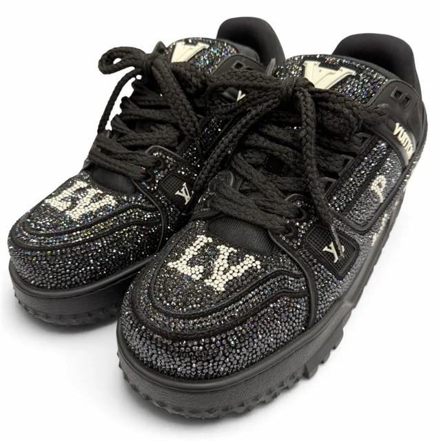 LV Trainers Maxi Line Swarovski Rhinestone Lace-up Sneakers from The Reluxe