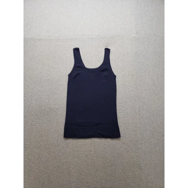S Max Mara Women Tank Top Navy Blue Scoop Neck Rib Pullover Sleeveless Comfort in blue from Poshmark