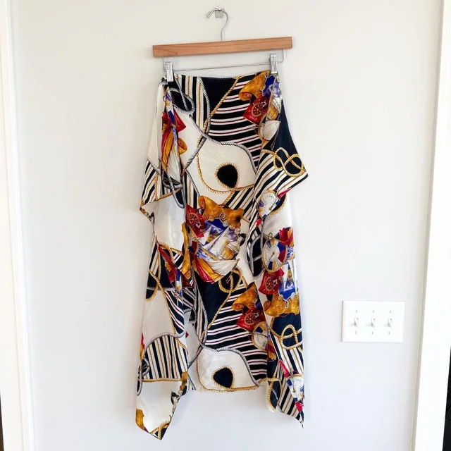 Celine Women's Scarf - Black/White in white|black from Depop, photo 1 of 1