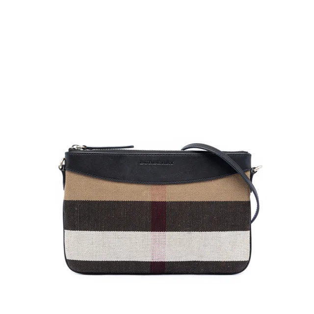 Brown Burberry Mega Check Canvas Peyton Crossbody in Brown Canvas from Designer Revival