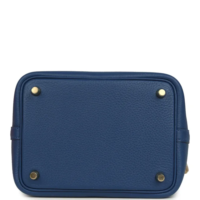 Hermès Picotin Lock 18 Bleu Tie Clemence Gold Hardware in Blue Clemence from Madison Avenue Couture, photo 2 of 2