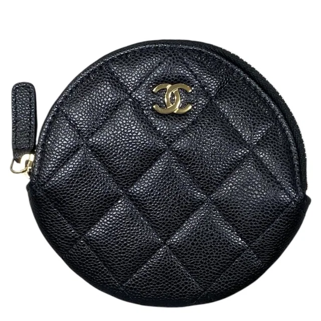 Chanel Coin Purse Quilted CC Logo Caviar Leather Black in Black Caviar leather from The Reluxe