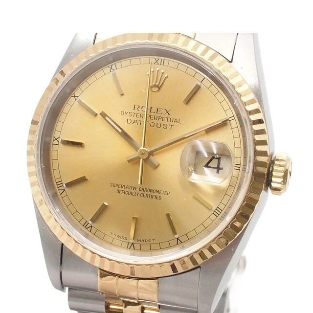Rolex Datejust Jubilee Bracelet Champagne 18K Yellow Gold SS Watch Automatic in Yellow from The Reluxe