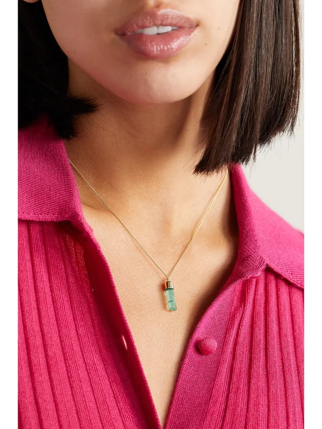 MELISSA JOY MANNING 14-karat recycled gold tourmaline necklace in Metallic, photo 2 of 2 from NET-A-PORTER (Canada)