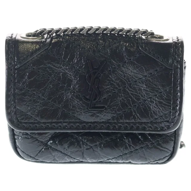 Saint Laurent Niki Chain Case Cassandra Mini Pouch Black in Black from The Reluxe