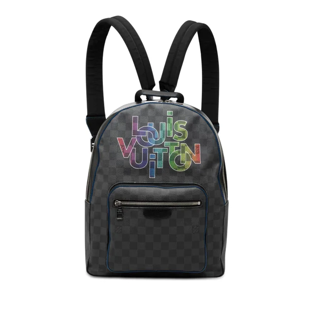 Black Louis Vuitton Limited Edition Damier Graphite Logo Rainbow Josh Backpack in Black Canvas from Designer Revival
