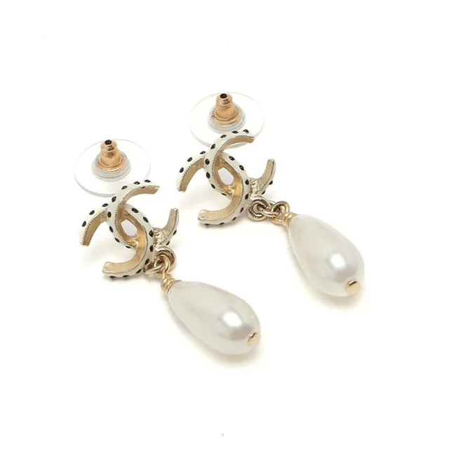 Chanel Coco Mark Rhinestone and Pearl Earrings from A Retro Tale, photo 2 of 3