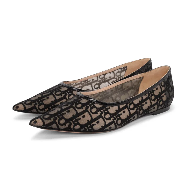 Dior Transparent Oblique Mesh Adiorable Ballet Flats 40 in Black from Blue Spinach