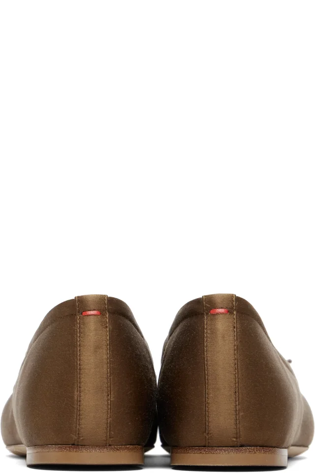 Aeyde Brown Gabriella Satin Ballerina Flats, photo 2 of 5 from SSENSE