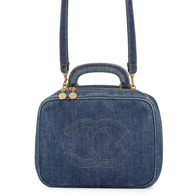 Chanel CC Logo 2-Way Vanity Bag BlueA07061 Denim in Denim from GALLERY RARE
