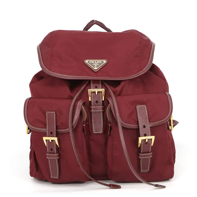 Prada Triangle Logo Backpack BordeauxBZ0030_2AIG_F0403 Nylon Saffiano LeatherLeather in Saffiano leather from GALLERY RARE