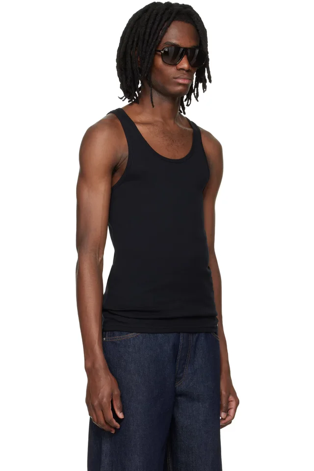 TOM FORD Black Cotton Modal Rib Tank Top, photo 2 of 4 from SSENSE