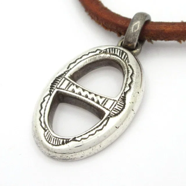 Hermès Choker Touareg Leather Silver Brown Necklace in Brown Leather from The Reluxe