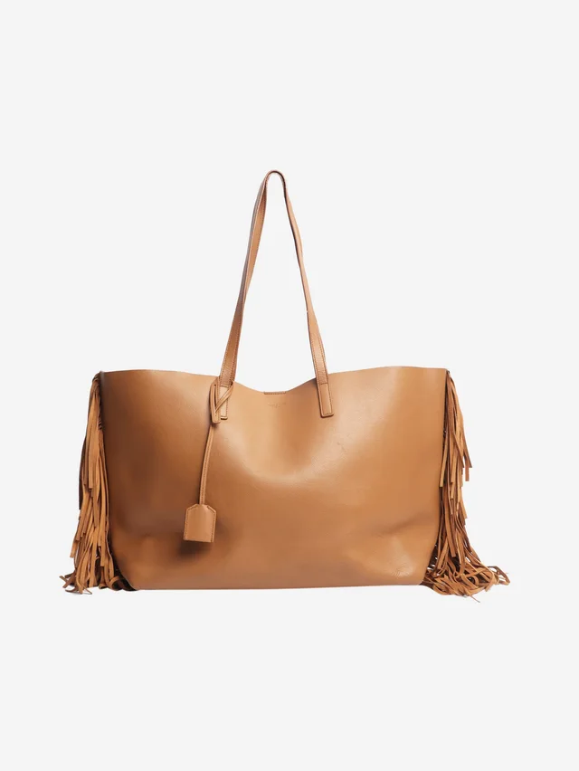 Saint Laurent Brown fringed leather tote bag in Brown Leather from Sign of the Times