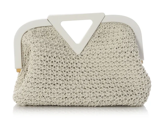 Bottega Veneta White Rubber Crochet The Point Bag in White Woven leather from Ann's Fabulous Finds, photo 4 of 9