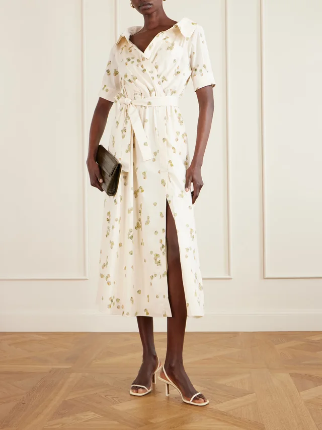 ALTUZARRA Lydia belted printed cotton-blend poplin midi dress in White, photo 2 of 2 from NET-A-PORTER (Canada)