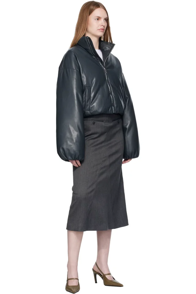 Nanushka Black Lilima Down Vegan Leather Jacket, photo 4 of 4 from SSENSE