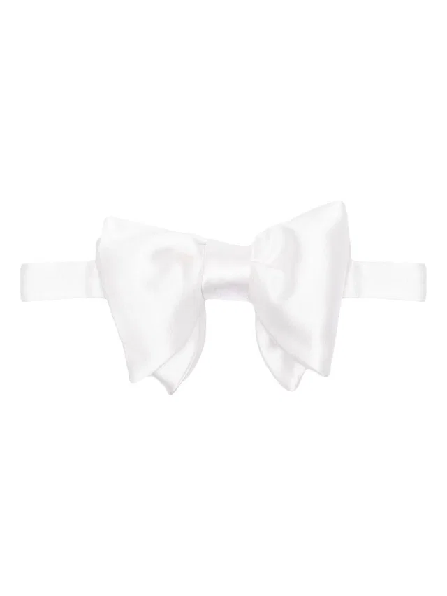 Tom Ford Silk Pre-Tied Bow Tie — White Ties in White Silk from HEWI