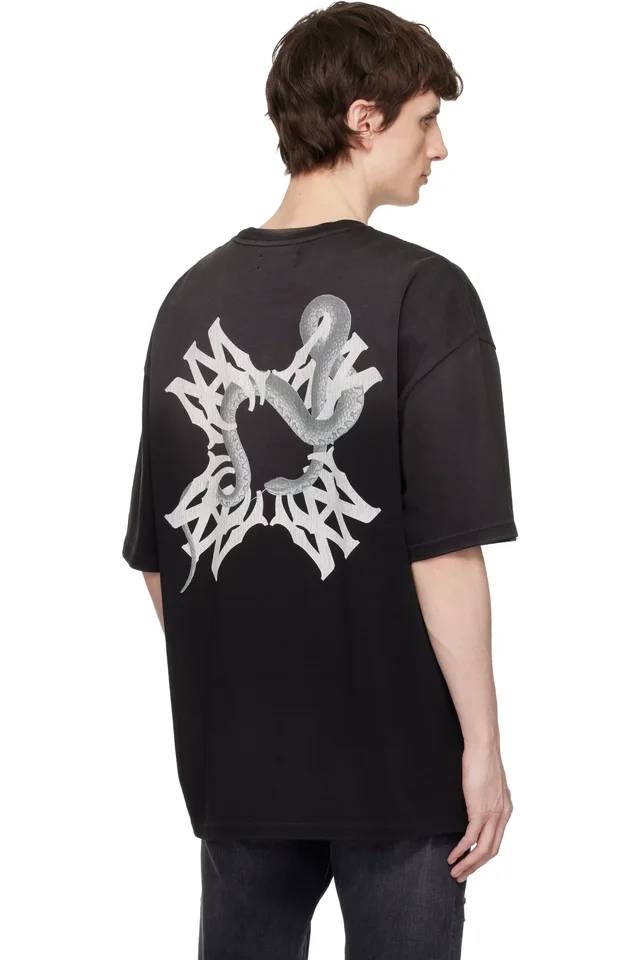 AMIRI Black MA Quad Snake T-shirt, photo 3 of 4 from SSENSE