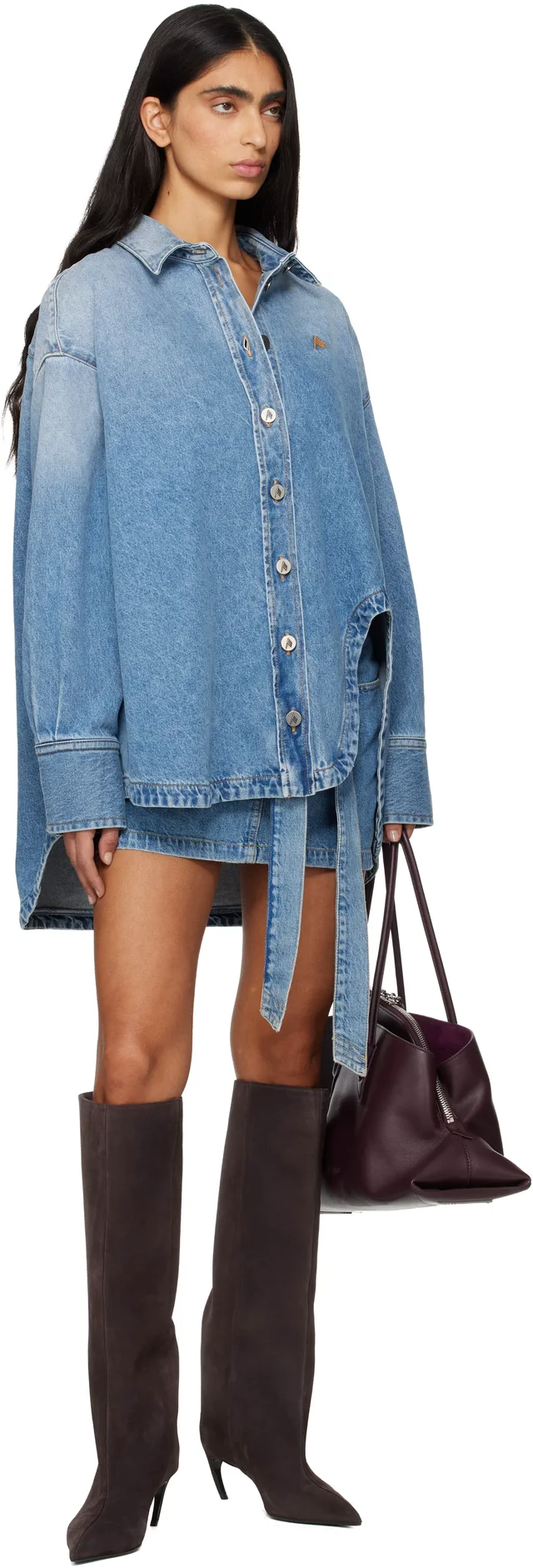 The Attico Blue Diana Denim Shirt, photo 8 of 8 from SSENSE