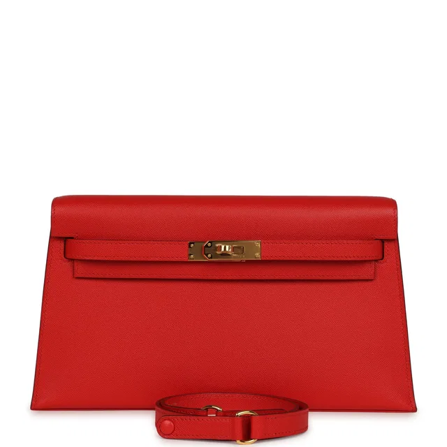 Hermès Kelly Elan Rouge De Coeur Madame Gold Hardware in Red Lambskin from Madison Avenue Couture