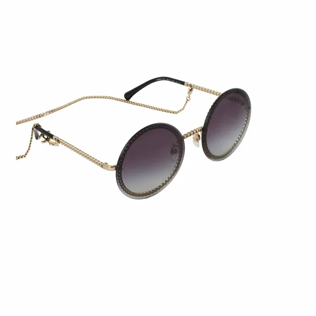 Chanel 4245 Round Gold Chain Sunglasses in Gold from The Purse Affair