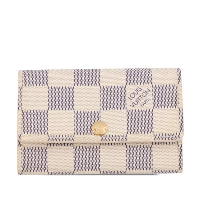 White Louis Vuitton Damier Azur 6 Key Holder in White Canvas from Designer Revival