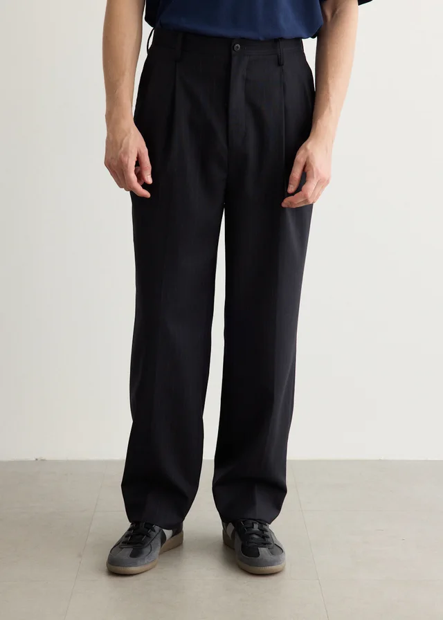 KAPTAIN SUNSHINE Shadow Stripe Toro. Shoecut Slacks in Blue from Incu, photo 1 of 1